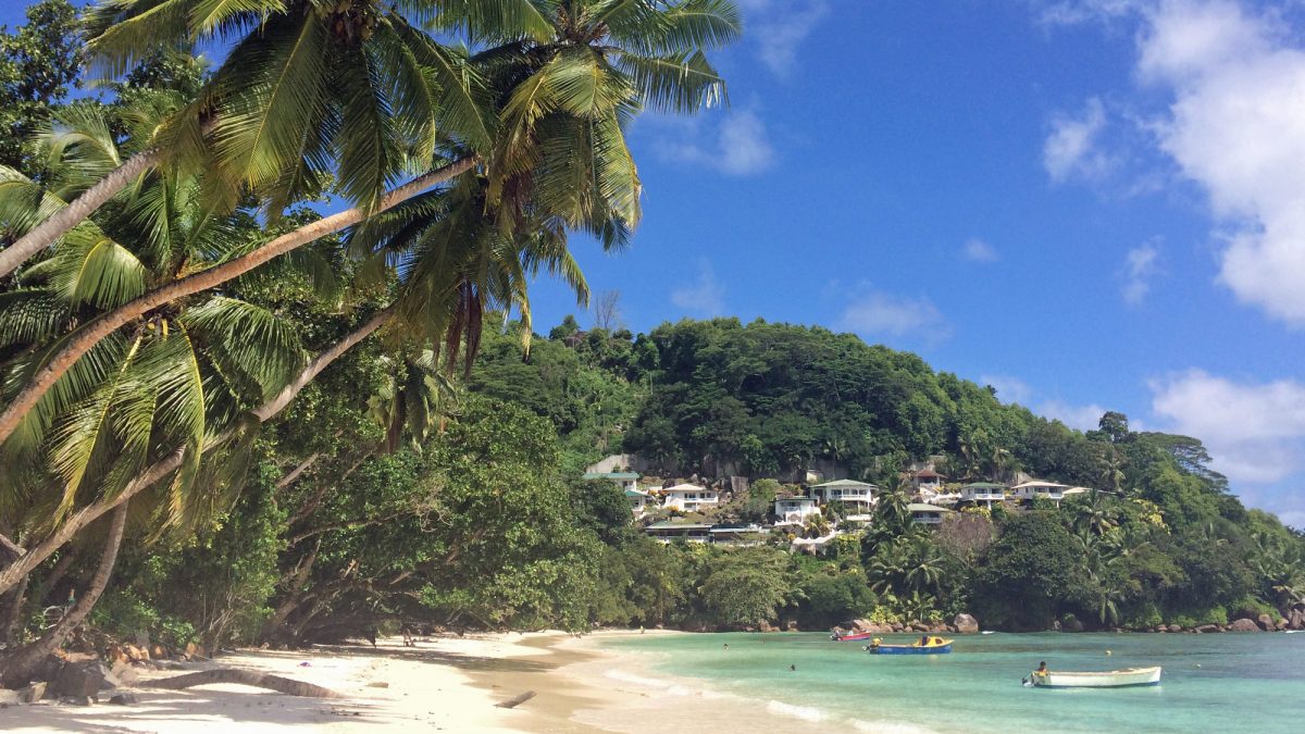 Strand und Palmen auf Mahe, Seychellen