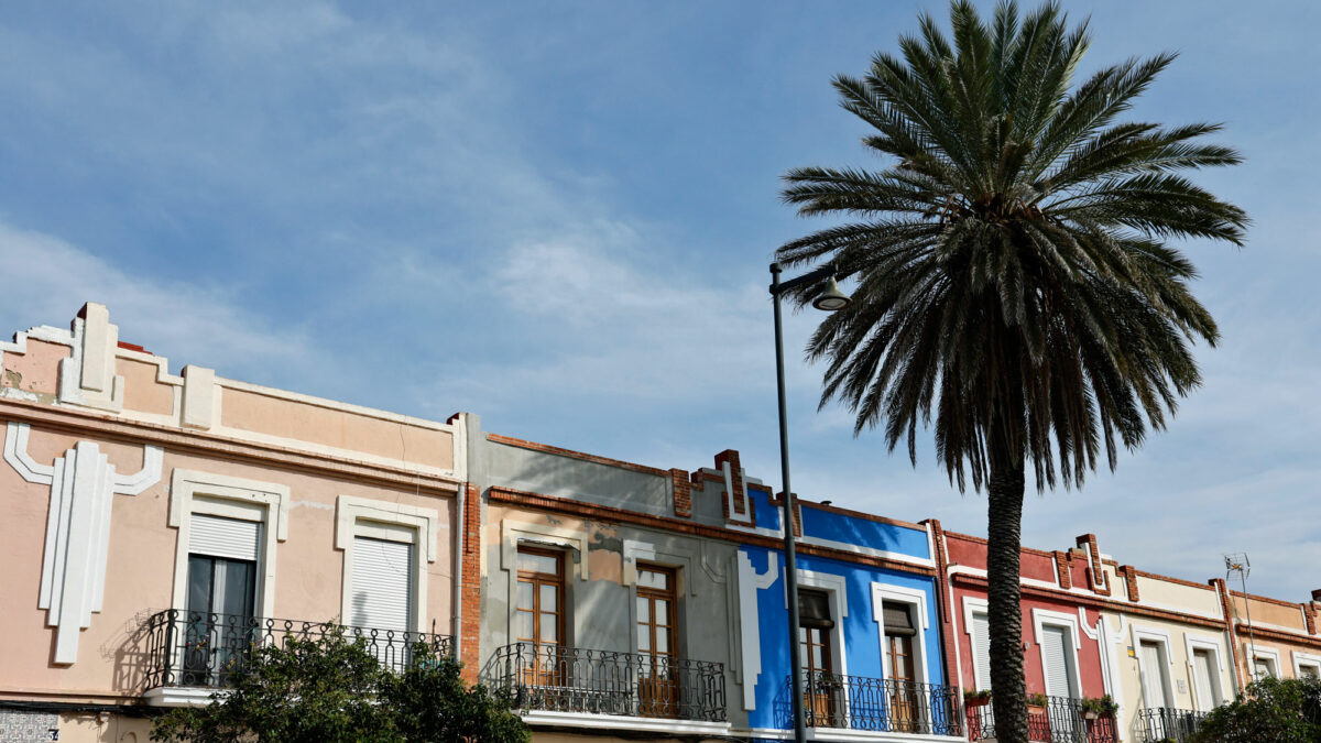 Bunte Häuser in Valencia, Spanien